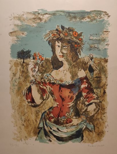 null Lot including : 

- Raoul OUDOT (XXth), Pomona, lithograph, signed in pencil...