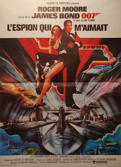 null JAMES BOND, L’espion qui m’aimait, avec ROGER MOORE, 1977, affiche. 

55 x 39.5...