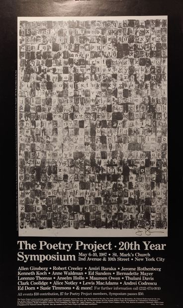 null Jasper JOHNS, The Poetry Project, 20th Year Symposium, 1987, affiche, signée...