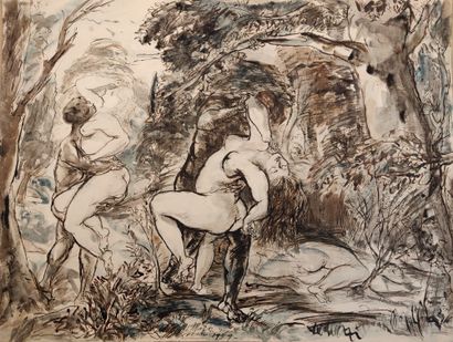 null Maurice MAZO (1901-1989)

Two naked couples embracing in a wood

1959

Indian...