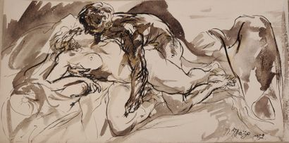 null Maurice MAZO (1901-1989)

Couple lying on a bed

Pen and wash

Signed and dated...