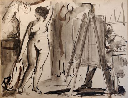 null Maurice MAZO (1901-1989)

Modèle féminin nu debout posant devant le chevalet

1931

Crayon...