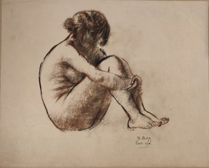 null Maurice MAZO (1901-1989)

Nude female model squatting, hair hiding the face

1930

Charcoal

Signed...