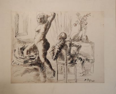 null Maurice MAZO (1901-1989)

Naked woman standing in front of a mirror, a young...