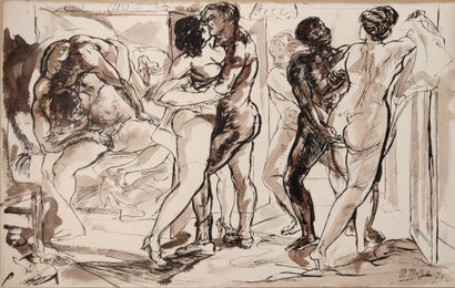 null Maurice MAZO (1901-1989)

Set of seven standing figures embracing

1974

Black...