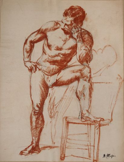 null Maurice MAZO (1901-1989)

Male model standing with his left foot on a chair

Pencil...
