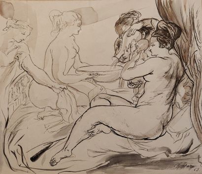 null Maurice MAZO (1901-1989)

Scene of birth

1963

India ink and wash

Signed and...