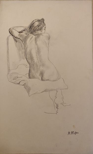 null Maurice MAZO (1901-1989)

Nude female model with back sitting on a chair

Pencil

Stamp...