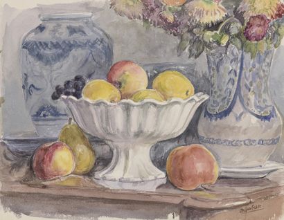 null Marcel DAMBOISE (1903-1992)

Lot of two watercolors :



- STILL LIFE WITH FRUITS...
