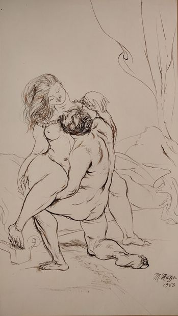 null Maurice MAZO (1901-1989)

Couple on a bed, woman sitting facing a man kneeling...
