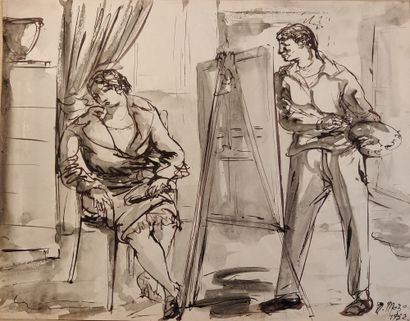 null Maurice MAZO (1901-1989)

Peintre examinant devant son chevalet un modèle féminin...