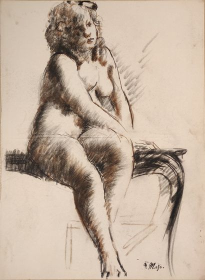 null Maurice MAZO (1901-1989)

Seated female model, right arm on left leg

Conté...