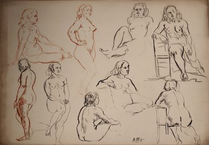 null Maurice MAZO (1901-1989)

Nine sketches of a female model

Pen, pencil and sepia

Stamp...