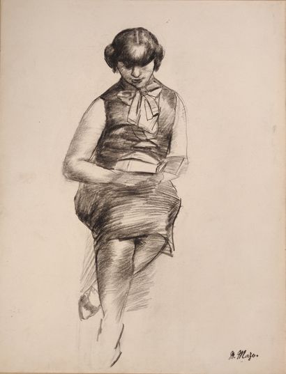 null Maurice MAZO (1901-1989)

Young woman sitting reading

Conté pencil and charcoal

Stamp...