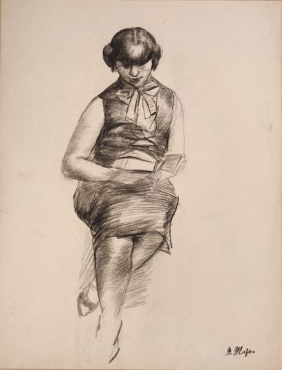 null Maurice MAZO (1901-1989)

Jeune femme assise lisant

Crayon Conté et fusain

Cachet...