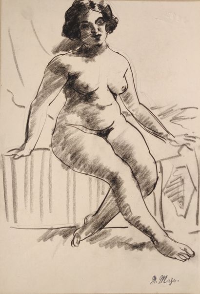 null Maurice MAZO (1901-1989)

Nude female model sitting on the edge of a couch,...