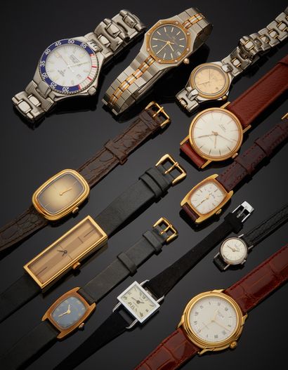 null Lot including:

- FAVRE-LEUBA men's wristwatch, "New Morning" model in steel,...