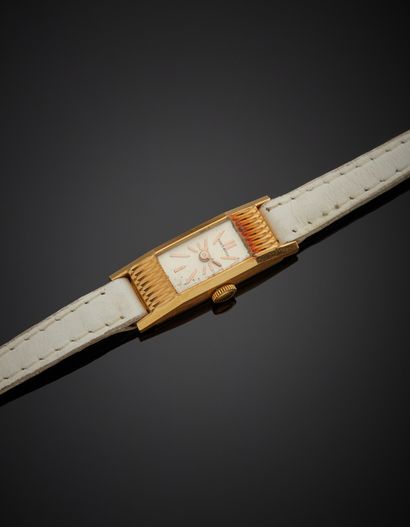 null FANEX Watch - Montre de poignet pour dame en or jaune 18K 750‰, de forme rectangulaire,...