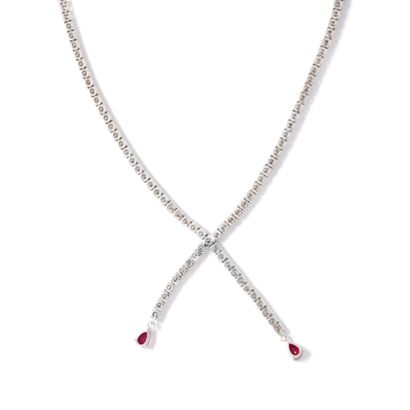 null 18K white gold 750‰ necklace, articulated, set with brilliant-cut diamonds and...