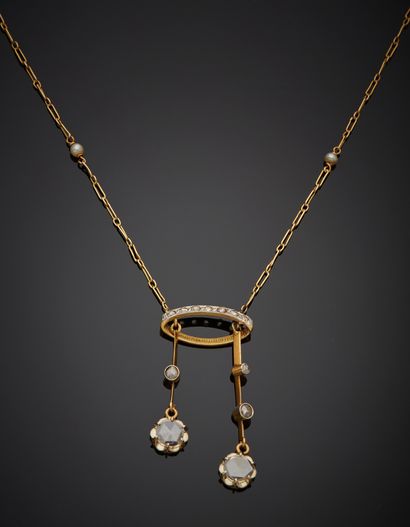 Two-tone 18K gold 750‰ negligee necklace,...