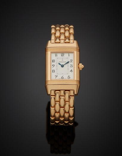 null JAEGER LECOULTRE - Ladies' wristwatch in 18K yellow gold 750‰, "reverso duetto"...