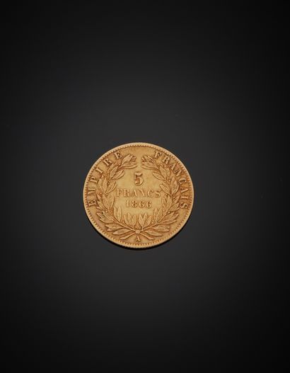 null Pièce de 5 francs or, Napoléon III tête laurée, 1866. Poids 1,50 g