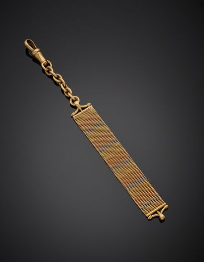 null Polychrome 18K gold 750‰ chatelaine element, composed of a soft woven mesh,...