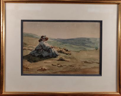 null French school of the XIXth-XXth century 

Woman sitting in a landscape

Watercolor...