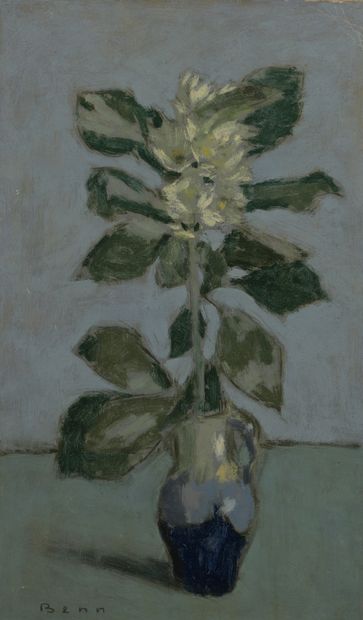null BENN (1905-1989)

White Flower in a Pitcher 

Oil on cardboard. 

Signed lower...