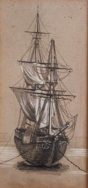 null Ecole française du XIXe siècle 

Les bateaux, le voilier, esquisse de bateaux...