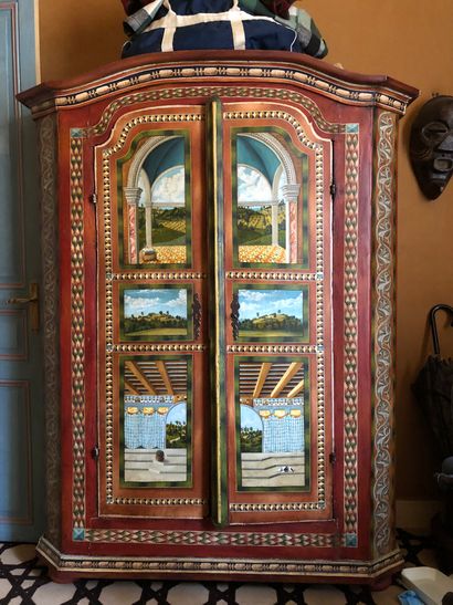 null Jean-Pierre BESENVAL (1956)

Painted wood cabinet with architecture decoration...