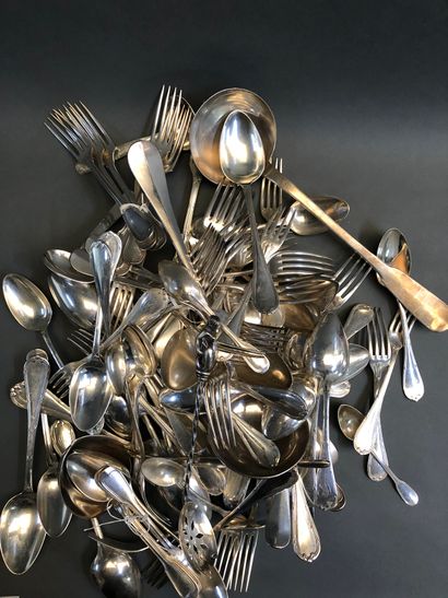 null Set of various silver plated cutlery