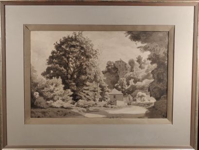 null French school of the 19th century

Two landscapes 

A wash on paper and a pencil...