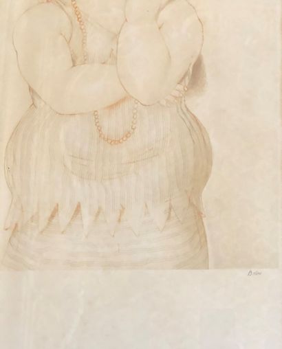  Fernando BOTERO (1932) 
Elegant woman with a cigarette, 1984 
Lithograph in brown...