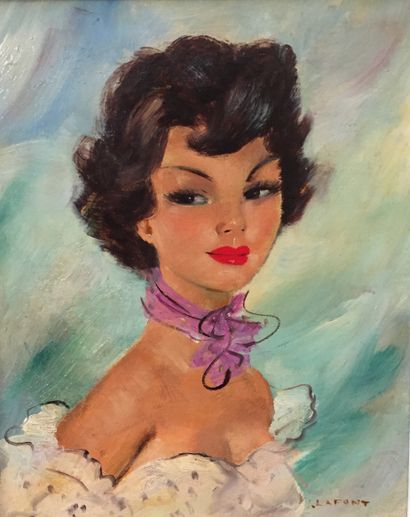 null In the taste of Jean-Gabriel DOMERGUE

Brown woman with a mauve scarf

Oil on...