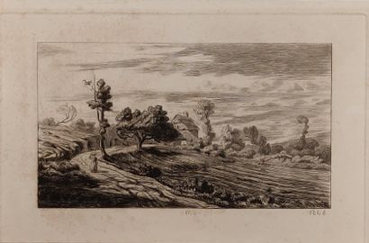  Lot of 11 framed engravings on paper 
Landscapes, mainly from Normandy.