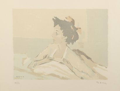  BENN (1905-1989) 
Cinq lithographies en couleurs représentant une femme au bonnet...