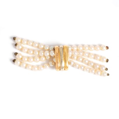 null Cartier (attributed to). 18K yellow, white and rose gold 750‰ motif holding...