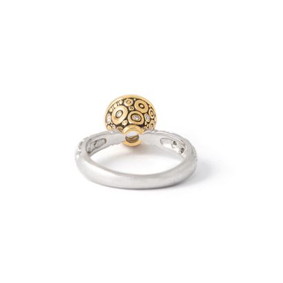 null Platinum 900‰ and 18K yellow gold 750‰ ring set with white stones.

Scratches.

Finger...