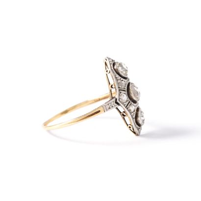 null 14K yellow and white gold ring 585‰ set with old and rose-cut diamonds.

Early...