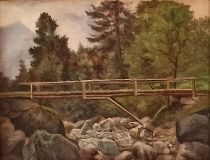 null School of the XXth century 

Bridge over a river bed 

Oil on canvas. 

26 x...