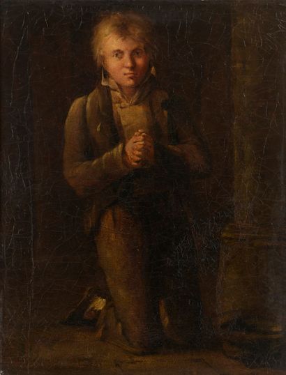 null French school of the 19th century 

Young boy in prayer

Oil on canvas. 

Lining....