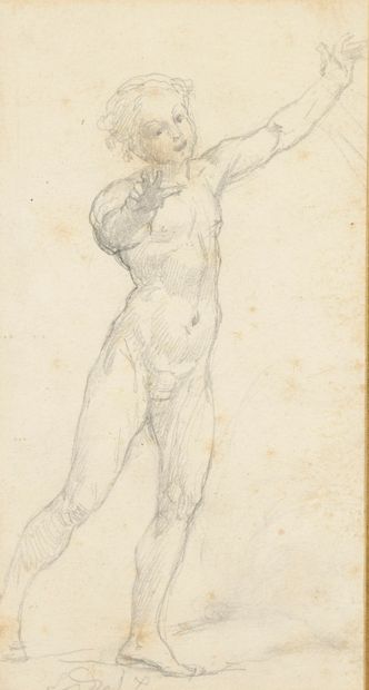 null French school of the 19th century 

Study of a young naked boy raising his arms...