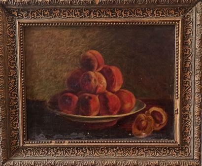 null French school around 1900

Still life with fruits

Oil on canvas.

Small missing...