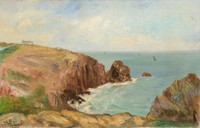 null French school of the end of the XIXth century 

Low tide in Brittany 

Oil on...