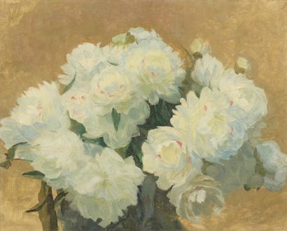 null French school of the XXth century

Peonies 

Oil on canvas mounted on panel....