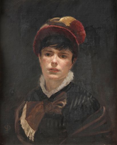 null Ecole française de la fin du XIXème siècle 

Portrait de jeune femme à la coiffe...