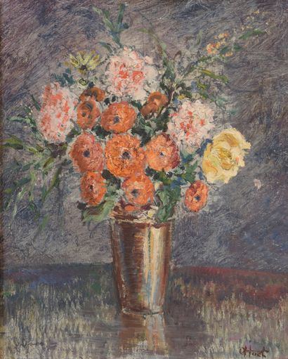 null French school of the XXth century 

Vases of flowers 

Two oil on canvas, one...