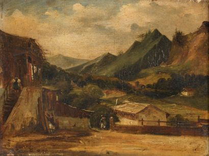 null French school of the XIXth century 

Village in the mountain

Oil on paper mounted...