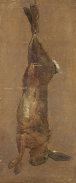 null French school of the 19th century 

The hare 

Oil on canvas. 

Accidents. 

96...
